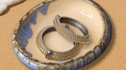 Dual Tone Ethnic Antique Look Openable Kada | Heritage Oxidised Finish | Ethnic Party