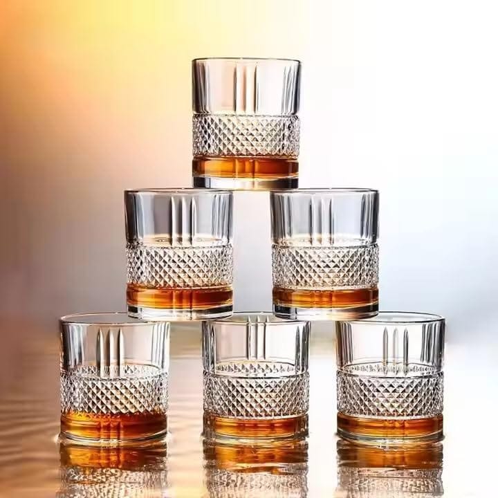 Premium Stylish,Crystal Bourbon Whiskey Brandy Glasses Wine Glass Crafted Lead Free Glass Great Rocks Barware for Scotch Bourbon Liquor Cocktail Drinks Spirit Drinks Scotch Cognac,(310 ml)