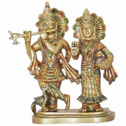 Brass Radha Krishna Statue - Traditional Home Temple Idol, Height : 9 Inch (BSMAS1274 C)