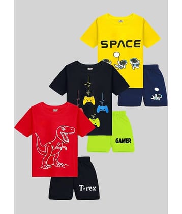 Kuchipoo Pack of 3 Baby Boys Cotton Blend T-Shirt & Shorts ( Multicolor )