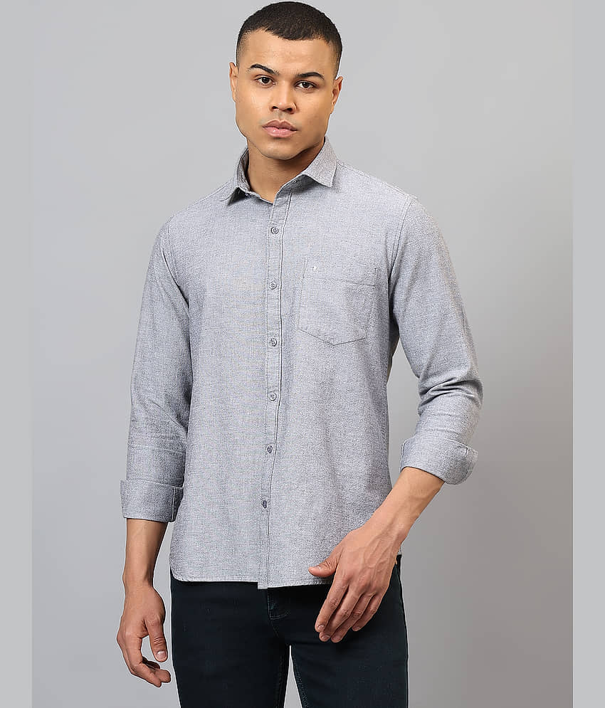 plounge Cotton Blend Regular Fit Full Sleeves Men's Formal Shirt - Grey ( Pack of 1 )