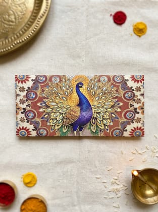 Peacock Grandeur Money Envelope – Luxury Designer Shagun Envelope for Wedding & Festive Gifting