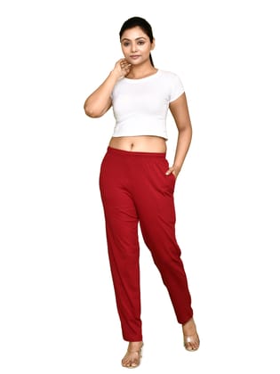 168CSS 4Cats Free Size Stylish Pajama Pants - Maroon