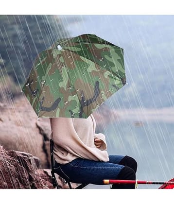 Infispace Headwear Cap Umbrella Army Color Soft Durable, Adjustable Elastic, (21) Size Fits All Ages Plastic Hat Cap Umbrella for Kids, Men/Women and Adults Rain Protection Headwear Hat Umbr