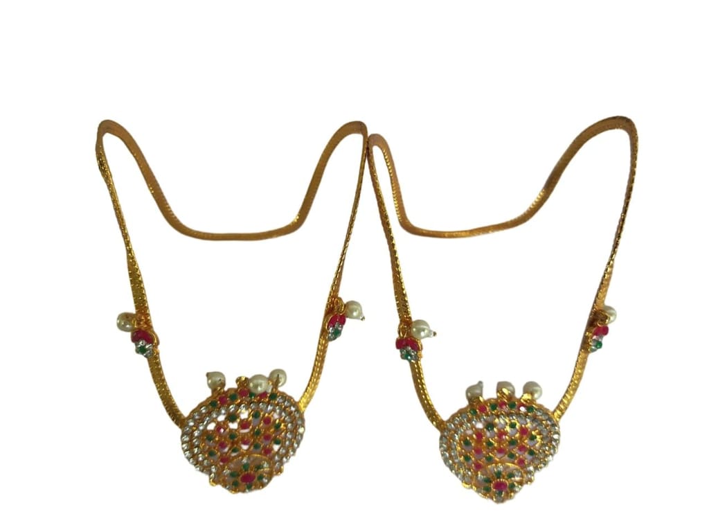 Gold Plated Kundan and Pearl Haathphool for Women