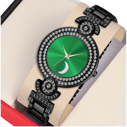 Bolun Black Half Chand Dial Black BD Girls and Women Watch