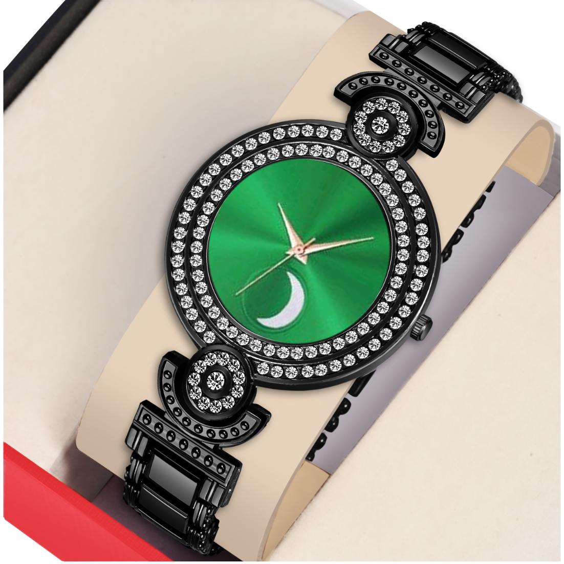 Bolun Black Half Chand Dial Black BD Girls and Women Watch