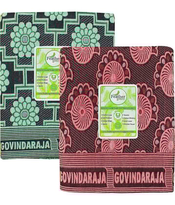Feather Green Single Cotton Floral Blanket