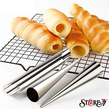 Magnusdeal 6Pcs DIY Non-Stick Stainless Steel Baking Cones Set. Spiral Horn Pastry Cream Roll Tubes/Cake Cone Mold/Cannoli Forms/Croissant Shell Metal Ice Cream Roll/Funnel Shape/Kitchen/Party