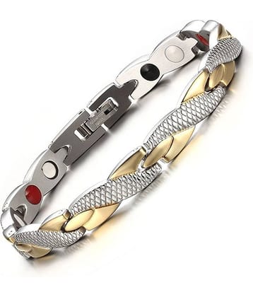 ZIVOM® Slim 18K Gold Silver Stainless Steel Magnet Health Care Therapy Bio Energy Bracelet Men Boys