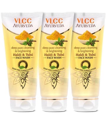 VLCC Ayurveda Deep Pore Cleansing Haldi & Tulsi Face Wash, 100 ml (Pack of 3)