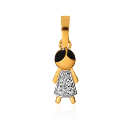 Senco Gold 14K Yellow Gold Kids Diamond Pendant (0.8 gram / 0.05 Ct / HI-SI / 14K Yellow Gold)