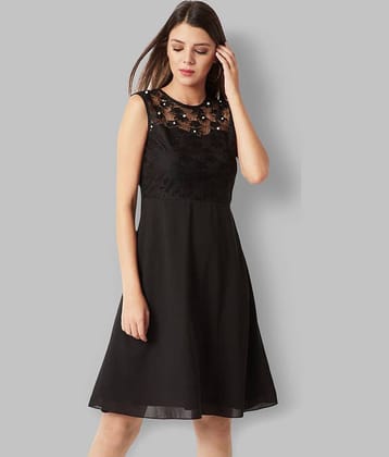Miss Chase Women Georgette A-line Dress ( Black )