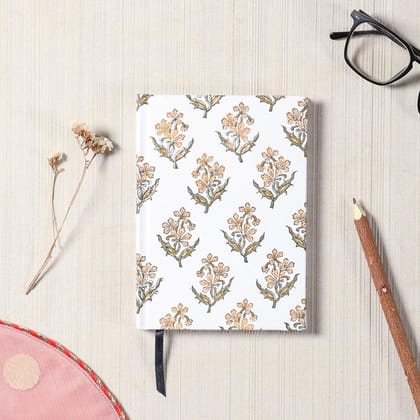 Block Printed Handmade Diary White 18x13 cm