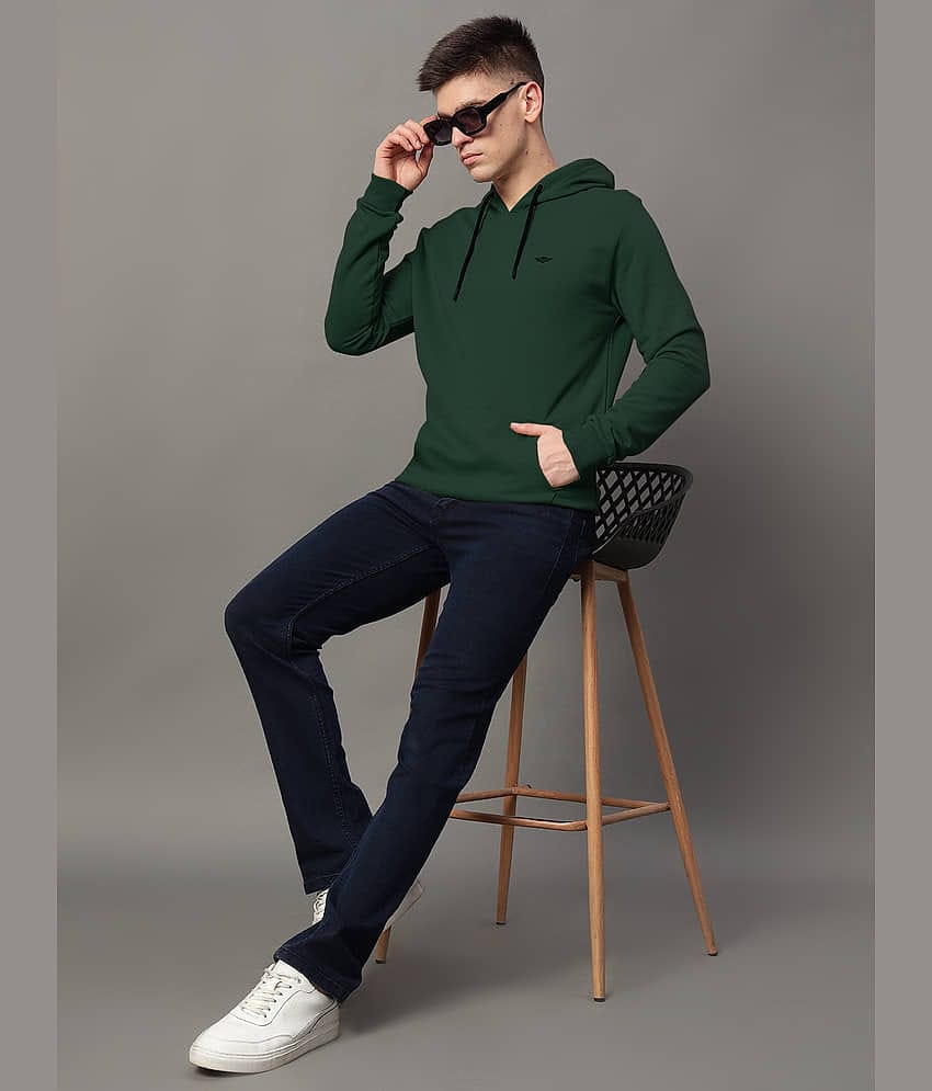 GET GOLF Fleece Hooded Men's Sweatshirt - Green ( Pack of 1 )