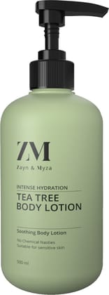 ZM Tea Tree Body Lotion For acne prone skin | Moisturizing & Hydrating Body Lotion for Dry, Normal & Oily Skin | Non-Greasy Lightweight lotion | with Shea Butter - 500ml