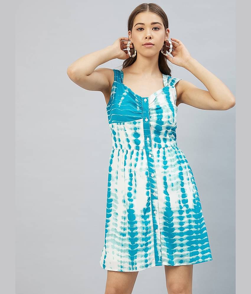 Rare Women Crepe A-line Dress ( Blue )