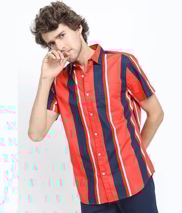 Ketch 100% Cotton Regular Fit Striped Half Sleeves Men's Casual Shirt - Blue ( Pack of 1 )