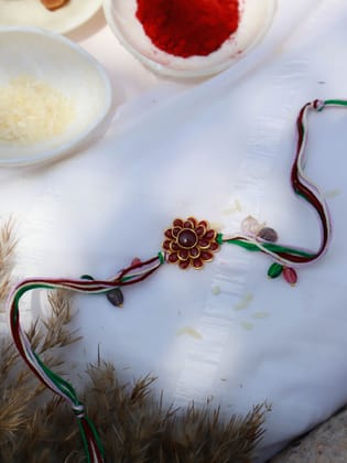 Vivaan Floral Red Rakhi-Red