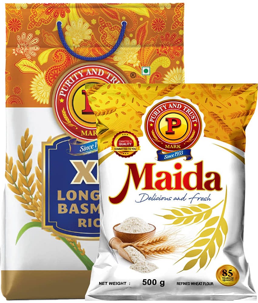 P Mark XL Basmati Rice 1kg and Maida 500g 1.5 kg