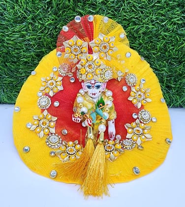 laddu gopal heavy dress with pagdi and patka-0 / yellow