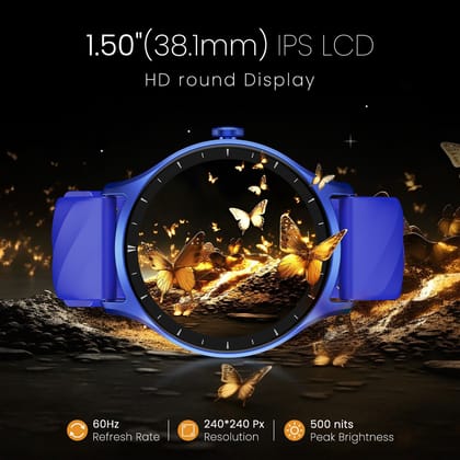 CELLECOR E2 Hype 1.50" (38.1mm) HD IPS Display Smart Watch, 500 Nits, 60Hz Refresh Rate, Bluetooth Calling, AI generated Watch Faces, 100+ Sports Modes, Health Suite, Voice Assistance (Blue )