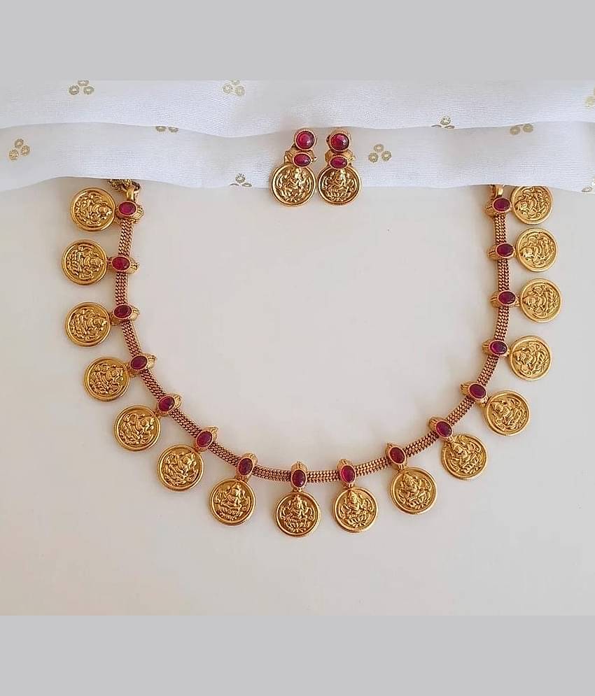 Padmavati Bangles Gold Alloy Necklace Set ( Pack of 1 )