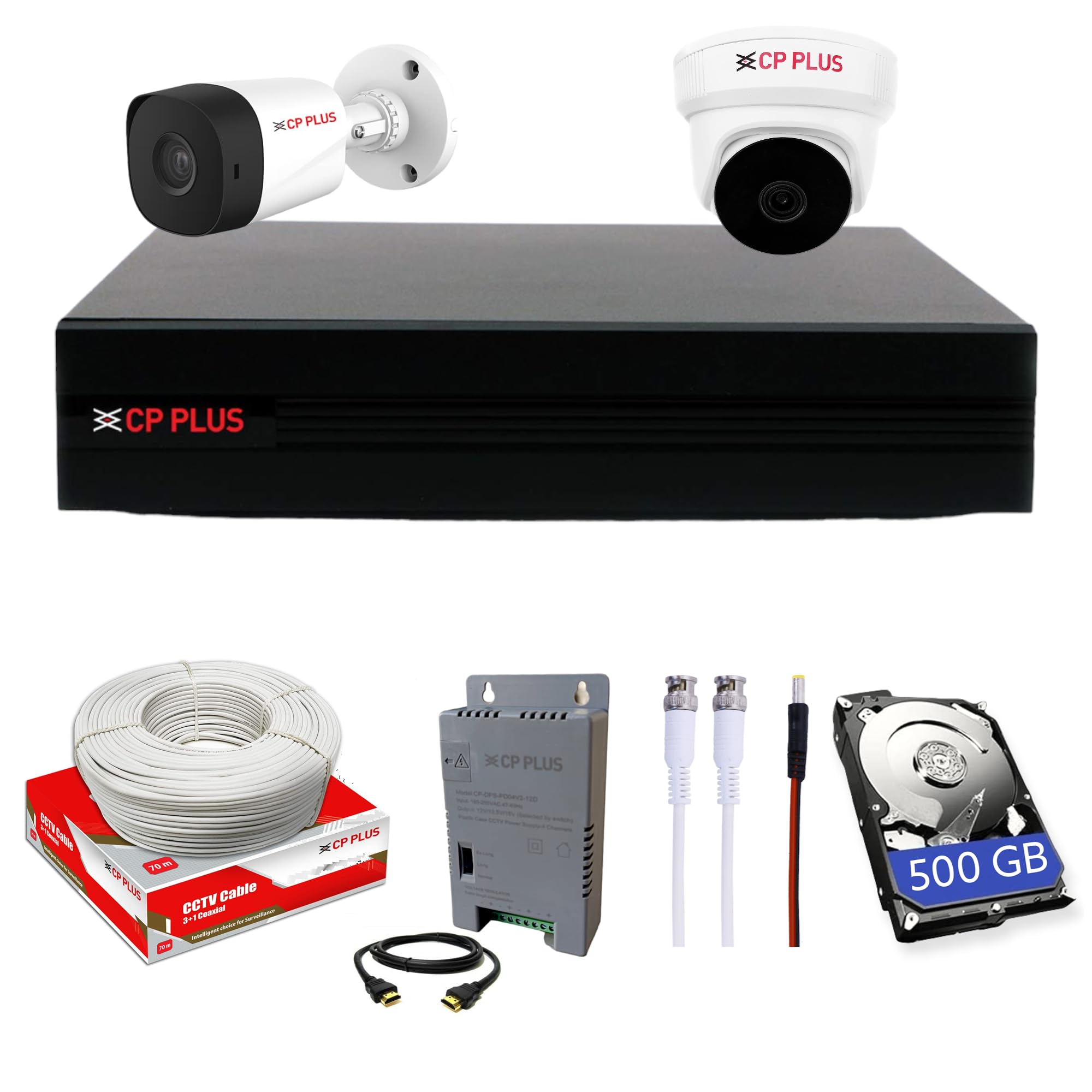 CP PLUS Full HD 4 Channel DVR with 2.4 MP 1 Outdoor and 1 Indoor Cameras