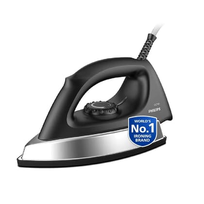 PHILIPS Stainless_Steel Heavyweight Dry Iron Gc181/8-1000 Watts Power, Black Non-Stick Soleplate, Ergonomic Grip PHILIPS Stainless_Steel Heavyweight Dry Iron Gc181/8-1000 Watts Power, Black Non-Stick Soleplate, Ergonomic Grip