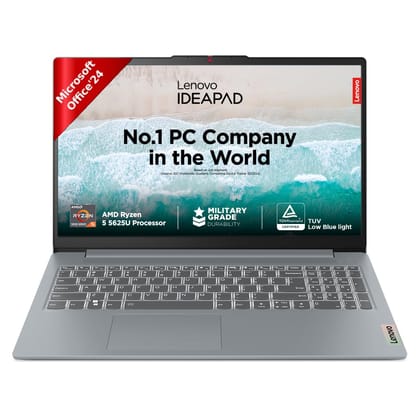 Lenovo IdeaPad Slim 3, AMD Ryzen 5 5625U, 8GB RAM, 512GB SSD, FHD 15.6"(39.6cm), Windows 11, Office Home 2024, Grey, 1.6Kg, 82XM011AIN, Integrated AMD Radeon Graphics, Thin and Light Laptop Lenovo IdeaPad Slim 3, AMD Ryzen 5 5625U, 8GB RAM, 512GB SSD, FH
