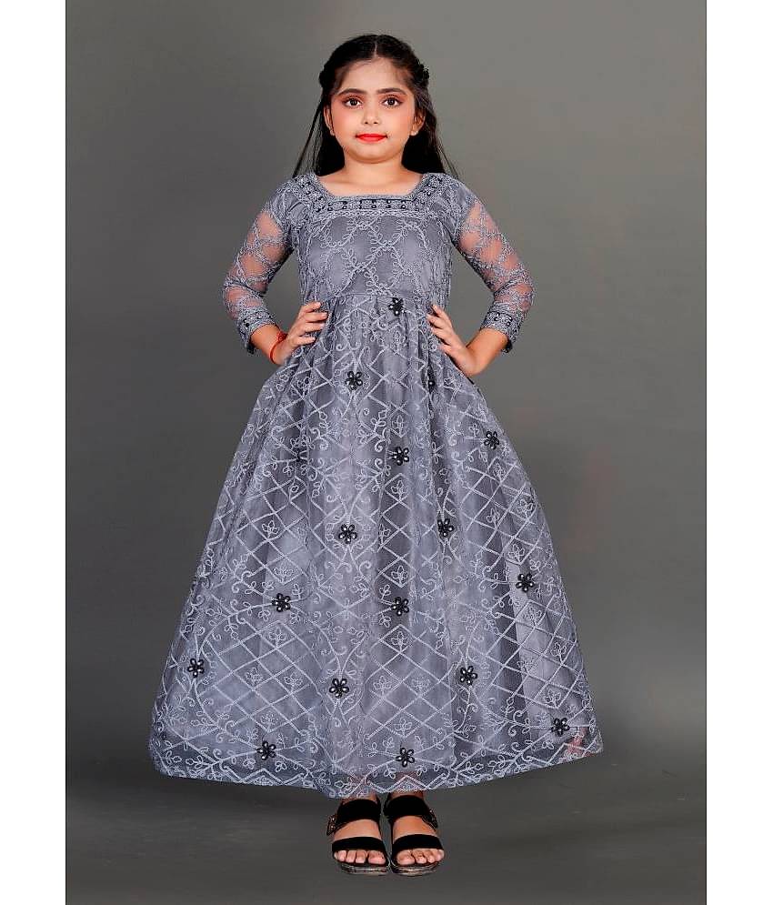 Apnisha Net Gown For Girls ( Pack of 1 , Green )