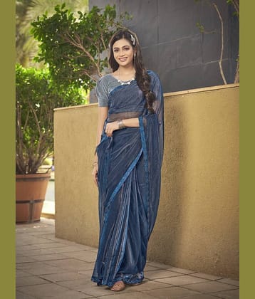 Sariya Lycra Embellished Saree With Unstitched Blouse Piece ( Rama )