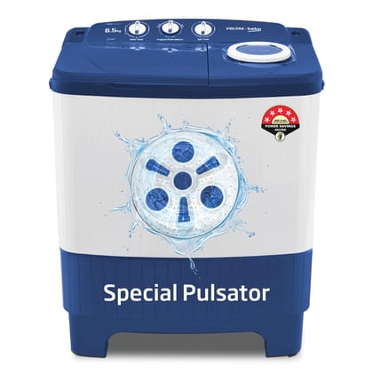 Voltas Beko, A Tata Product 6.5 Kg 5 Star Semi-Automatic Top Loading Washing Machine (WTT65UNX/OK3I0I0W01, Blue, Pulsator wash technology) Blue / 6.5 KG