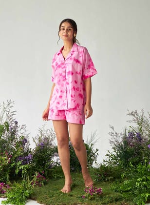 Freya Tie and Dye Co-Ord Set-XS / Pink