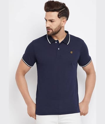 The Million Club Pack of 1 Cotton Blend Regular Fit Solid Half Sleeves Men's Polo T Shirt ( Navy )