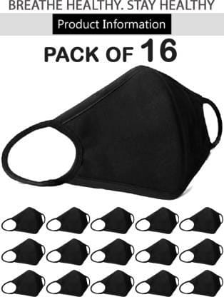 Young trendz Anti-Pollution -Virus Saftey -Bike Rider -Cotton Mask (Pack of 16)  (Black, Free Size, Pack of 16)-Free Size / Black