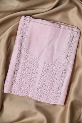Chanderi Chikankari Length Mukaish with Dupatta - Pale Pink-Pale Pink / Chanderi / Mukaish Work