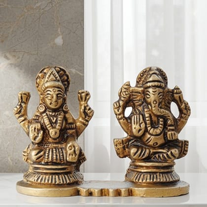 Brass Showpiece Laxmi Ganesh One Same Base God Idol Statue (BSMAS645 A)