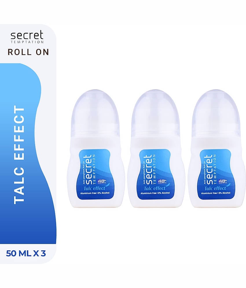 secret temptation Talc Effect Roll-on Pack of 3 Deodorant Roll-on - For Women (150 ml, Pack of 3)