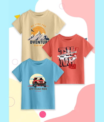 RUNSTARS Pack of 1 Boys Cotton T-Shirt ( Multicolor 3 )