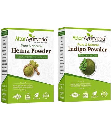 Attar Ayurveda Natural Dye For Black Hair (Henna & Indigo Leaves Powder Combo Pack 400 Grams)