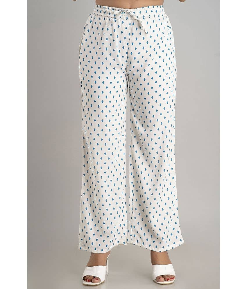 MAUKA - White Rayon Women's Palazzo ( Pack of 1 )