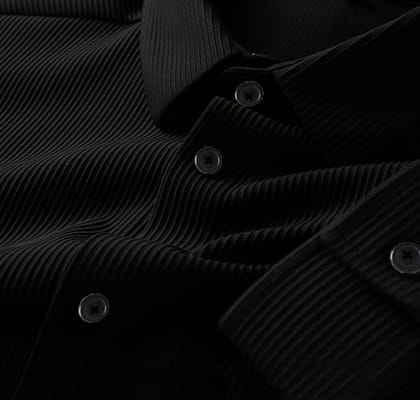 Corduroy Casual Shirts for Men Blended Fabric - Black-S