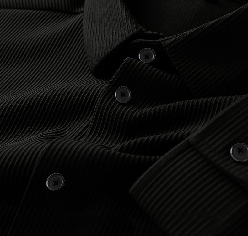 Corduroy Casual Shirts for Men Blended Fabric - Black-S