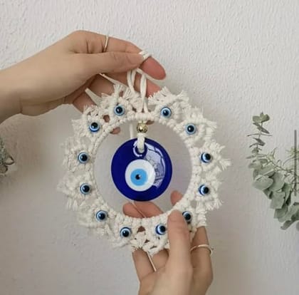 Wall Hanging for Home Decor & Nazar Protection | Big Turkish Evil Eye for Main Door Entrance | Handmade Boho Wall