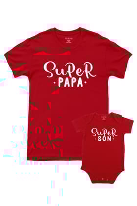 Super Papa - Super Son-Red / S / Half Romper