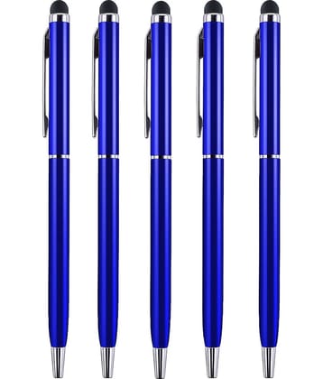 KK CROSI Sleek Design Pack of 5pcs Blue Colour Metal Pen with Stylus for Touch Screen Multi-function Pen  (Pack of 5, Blue Ink)
