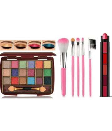 swneky 18color eyeshadow with 5in1 lipstick & makeup brush (Pack of 3)