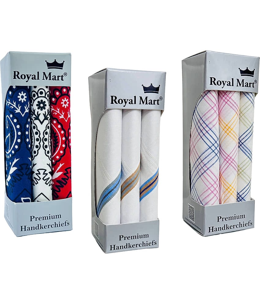 Royal Mart - Multi Blended Men's Handkerchief ( Pack of 9 )
