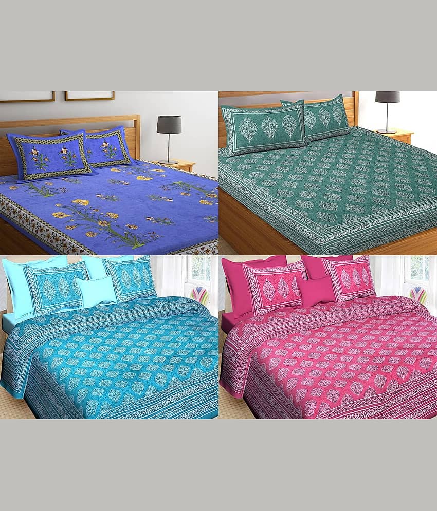 Uniqchoice Cotton Double Bedsheet ( Multicolor )